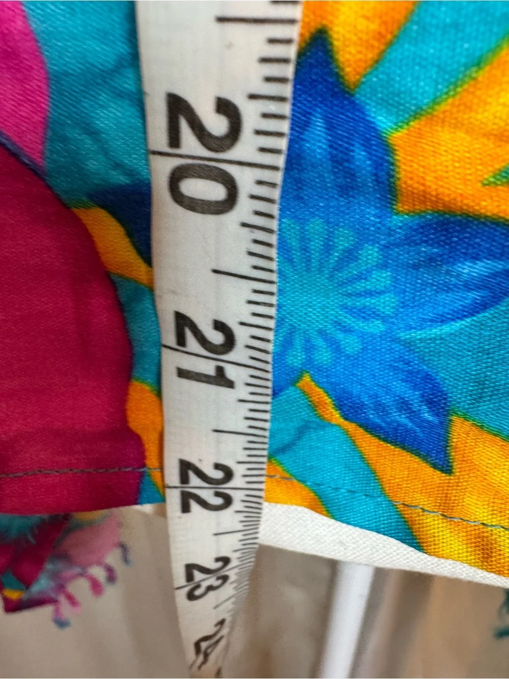Vibrant Tropical Floral Tassel Scarf Wrap Cruise Wear Blue Pink Yellow 70x22